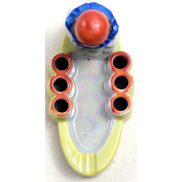 Vintage Ashtray Cigarette Holder Clown Made in Japan Ceramic Luster Bright 1950s - Picture 5 of 13